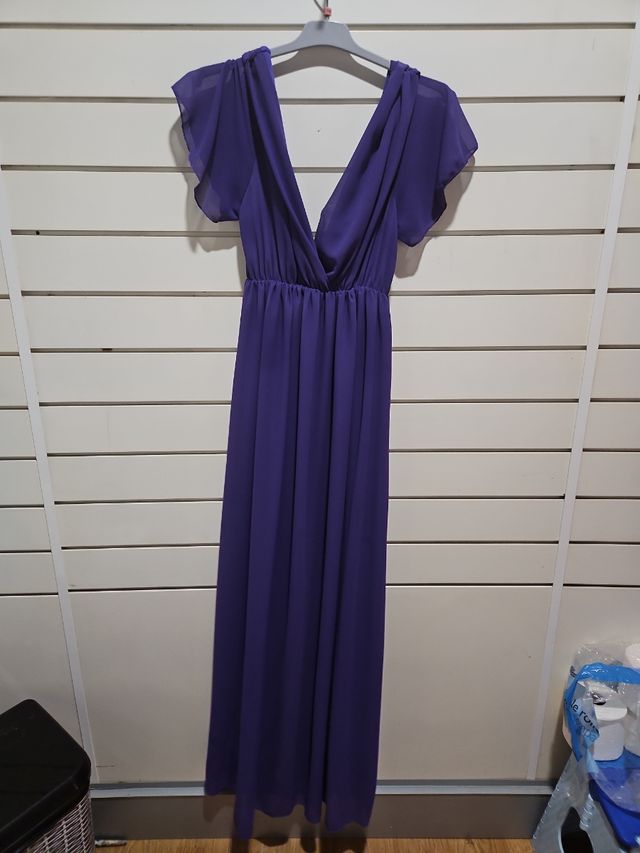 Vestido largo morado con forro