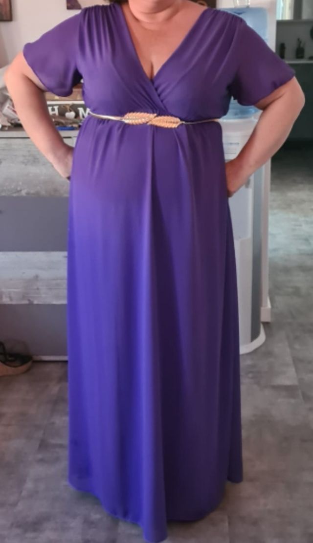Vestido largo morado con forro
