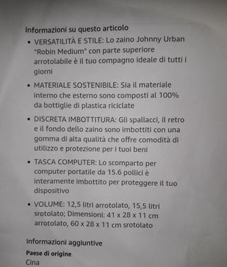 zaino grigio Johnny Urban di  15,5 litri unisex