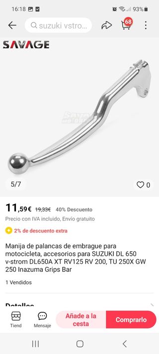 Maneta embrague Suzuki V Strom 650 DL / XT