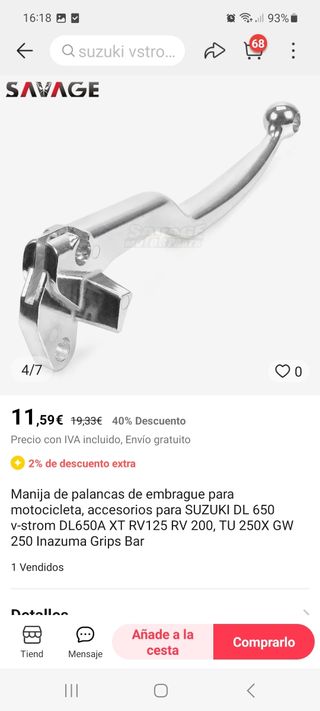 Maneta embrague Suzuki V Strom 650 DL / XT