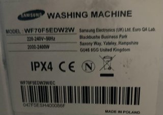 Samsung. Cajón detergentes lavadora. Modelo en las