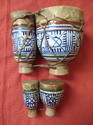 LOTE TAMBORES BONGOS AFRICANOS CERAMICA DECORACIÓN