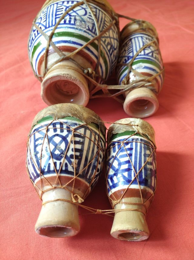 LOTE TAMBORES BONGOS AFRICANOS CERAMICA DECORACIÓN