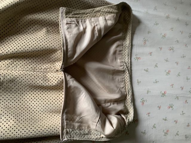 Gonna longuette in vera pelle antilope traforata