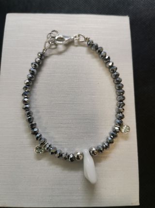 Pulsera blanca Azabache y plata crista