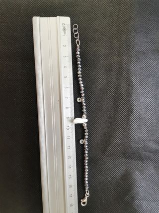 Pulsera blanca Azabache y plata crista