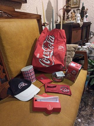 Lote 9 cosas Coca-Cola bolsa servilletero gorra