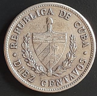 10 Centavos ¡Plata EBC! 1948 (Cuba)