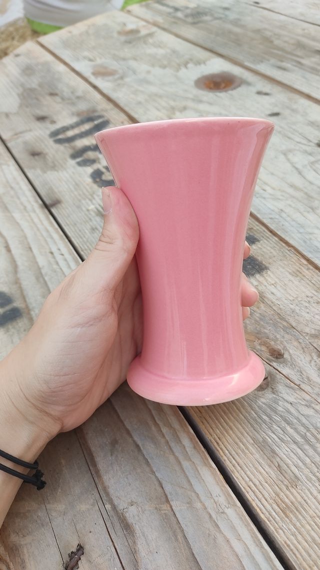 Taza Vaso rosa de cerámica artesanal