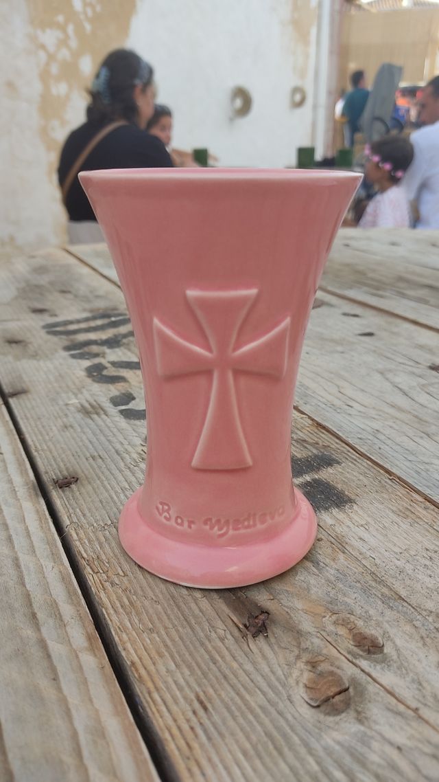 Taza Vaso rosa de cerámica artesanal