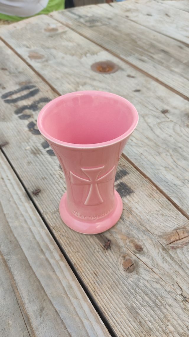 Taza Vaso rosa de cerámica artesanal