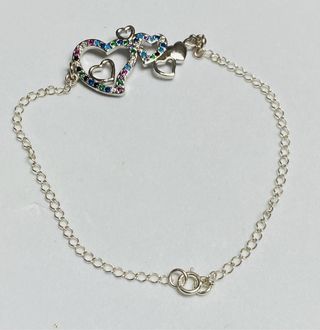 Pulsera de corazones de gemas y plata de ley 925