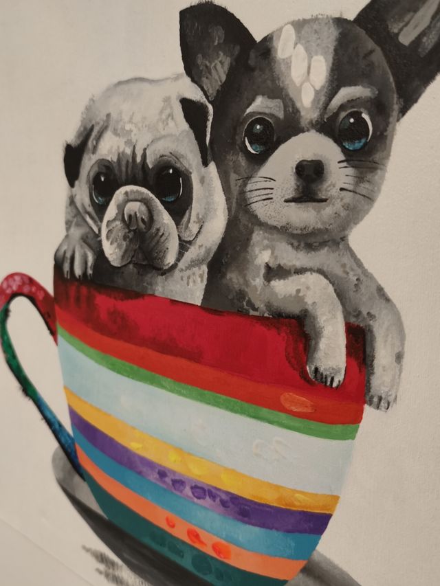 Cuadro pintado a mano perritos