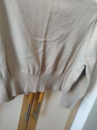 chaqueta corta punto beige