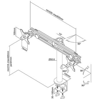 Soporte para dos monitores Newstar FPMAD700D