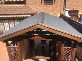 Pérgola de madera + tejado
