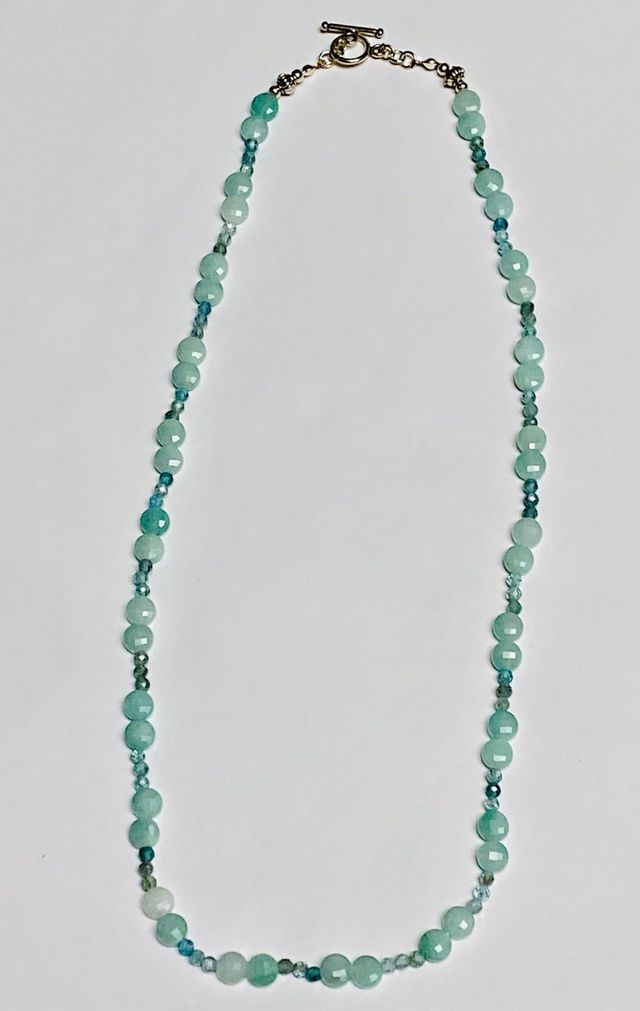 Collar de aguamarinas y topacios en plata ley 925