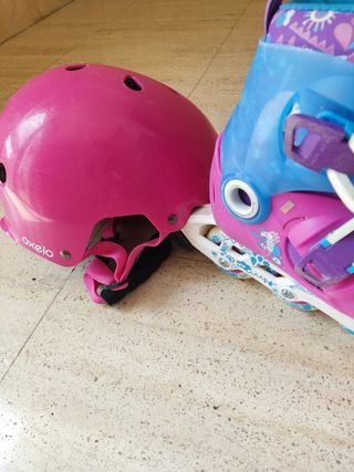 Patines y casco niña