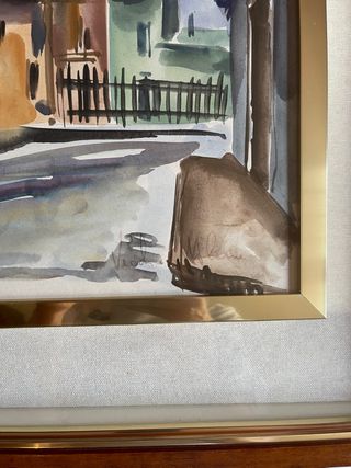 Quadro dipinto a mano con cornice in noce