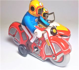 Juguete de metal motoccicleta con sidecar Payá