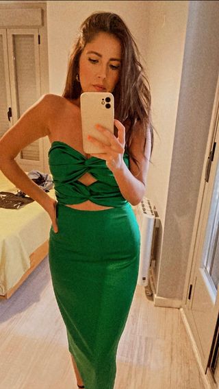 Vestido de Fiesta verde esmeralda