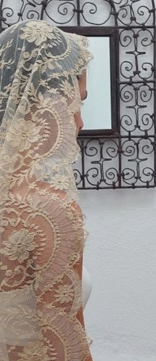 Mantilla chantilly de Novia. Victorio&Lucchino