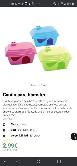 Casita para jaula de hamster