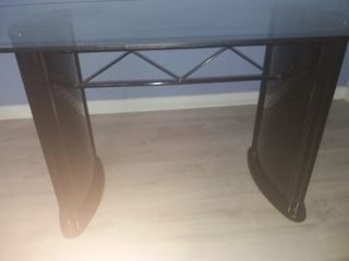 Mesa de comedor (cristal + patas madera)