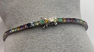 Pulsera riviere de oro de 18 kt con esmeraldas... 