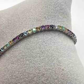 Pulsera riviere de oro de 18 kt con esmeraldas... 