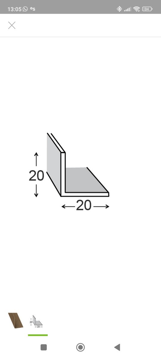 2 Perfiles ángulo PVC  2x2x200