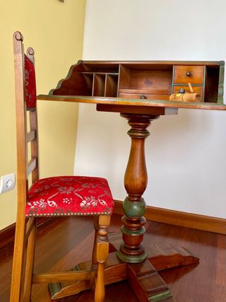 Mesa escritorio y silla todo madera, made Spain