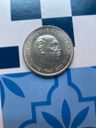 moneda 5 pesetas 1949 estrella 50
