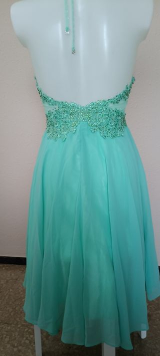 Vestido de fiesta verde turquesa