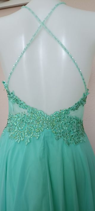 Vestido de fiesta verde turquesa