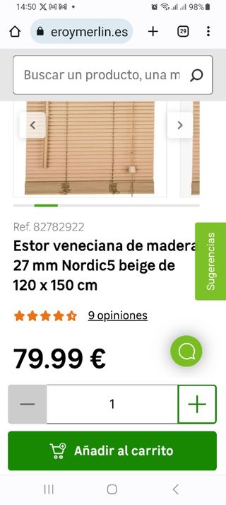 Veneciana persiana cortina enrollable