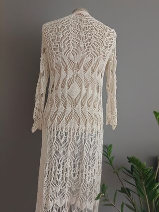 Chaqueta/Cárdigan Beige con punto calado