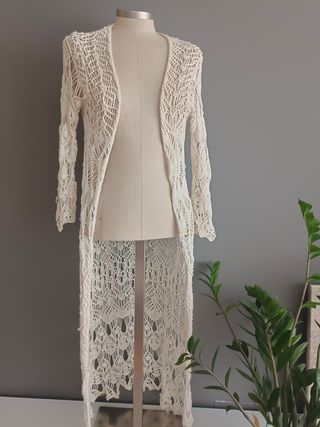 Chaqueta/Cárdigan Beige con punto calado