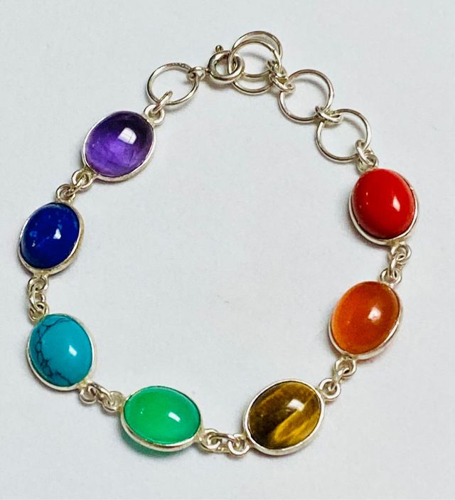 Pulsera de chakras con multigemas en plata ley 925
