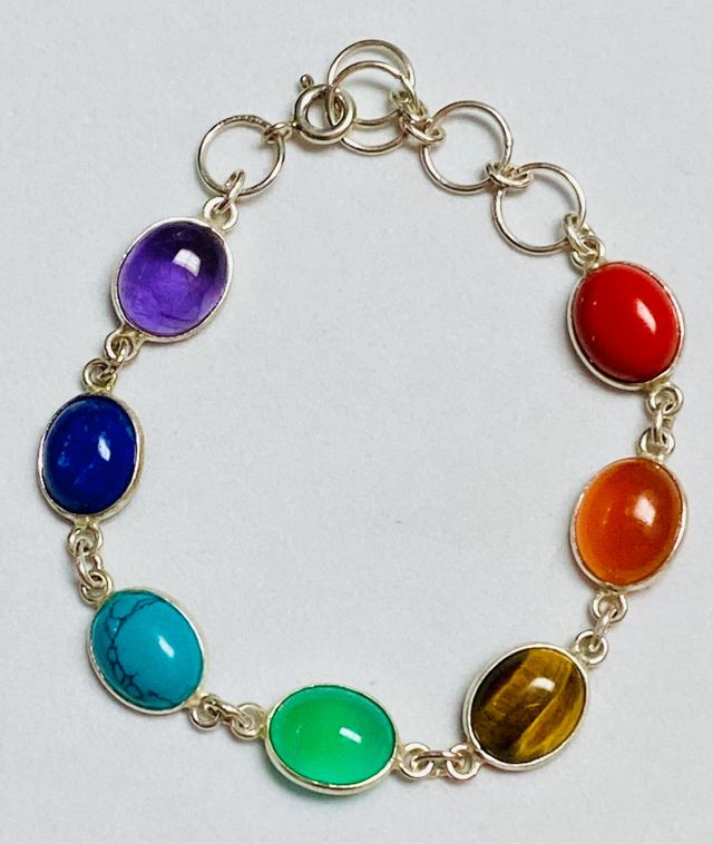 Pulsera de chakras con multigemas en plata ley 925