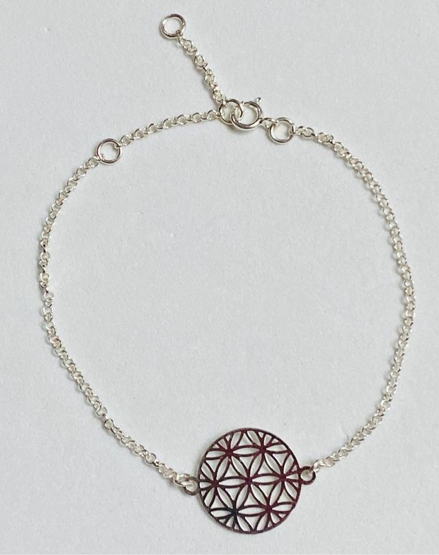 Pulsera entrepieza Flor de la Vida plata ley 925