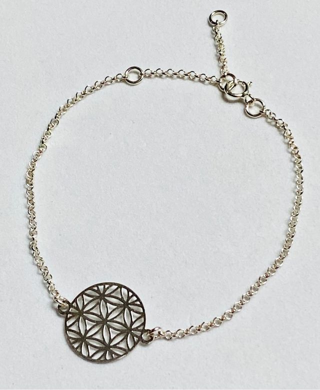 Pulsera entrepieza Flor de la Vida plata ley 925