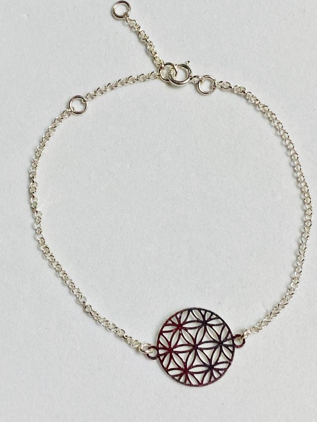 Pulsera entrepieza Flor de la Vida plata ley 925