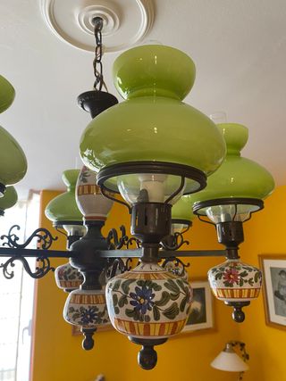 CONJUNTO DE SALÓN Y LAMPARA AÑOS 70