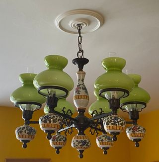 CONJUNTO DE SALÓN Y LAMPARA AÑOS 70