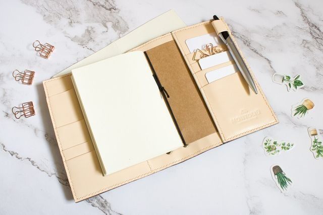 Agenda de piel de vacuno tamaño A6 Croco Marrón