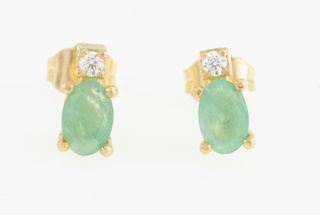 Pendientes oro 18 kt con esmeraldas y diamantes