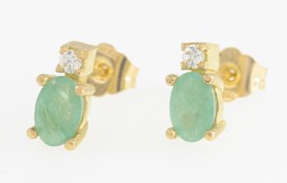 Pendientes oro 18 kt con esmeraldas y diamantes