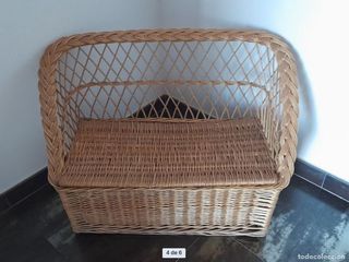 banqueta baúl infantil de mimbre